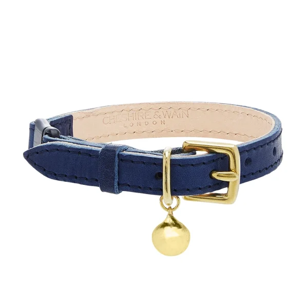 Cheshire & Wain Collier Pour Chat En Cuir Bleu Pop (2 Couleurs) design à la mode 4