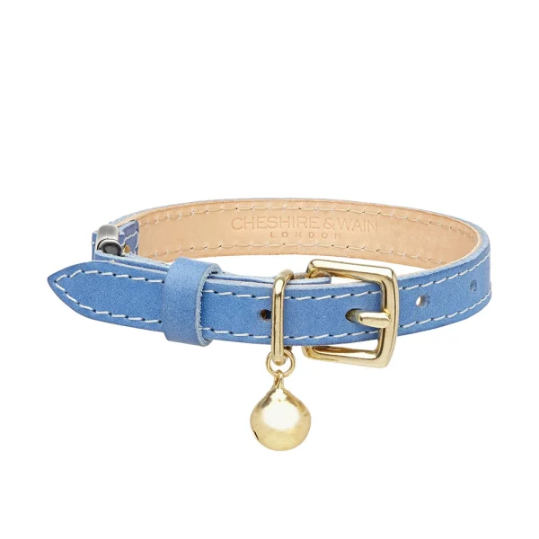 Cheshire & Wain Collier Pour Chat En Cuir Bleu Pop (2 Couleurs) design à la mode 1